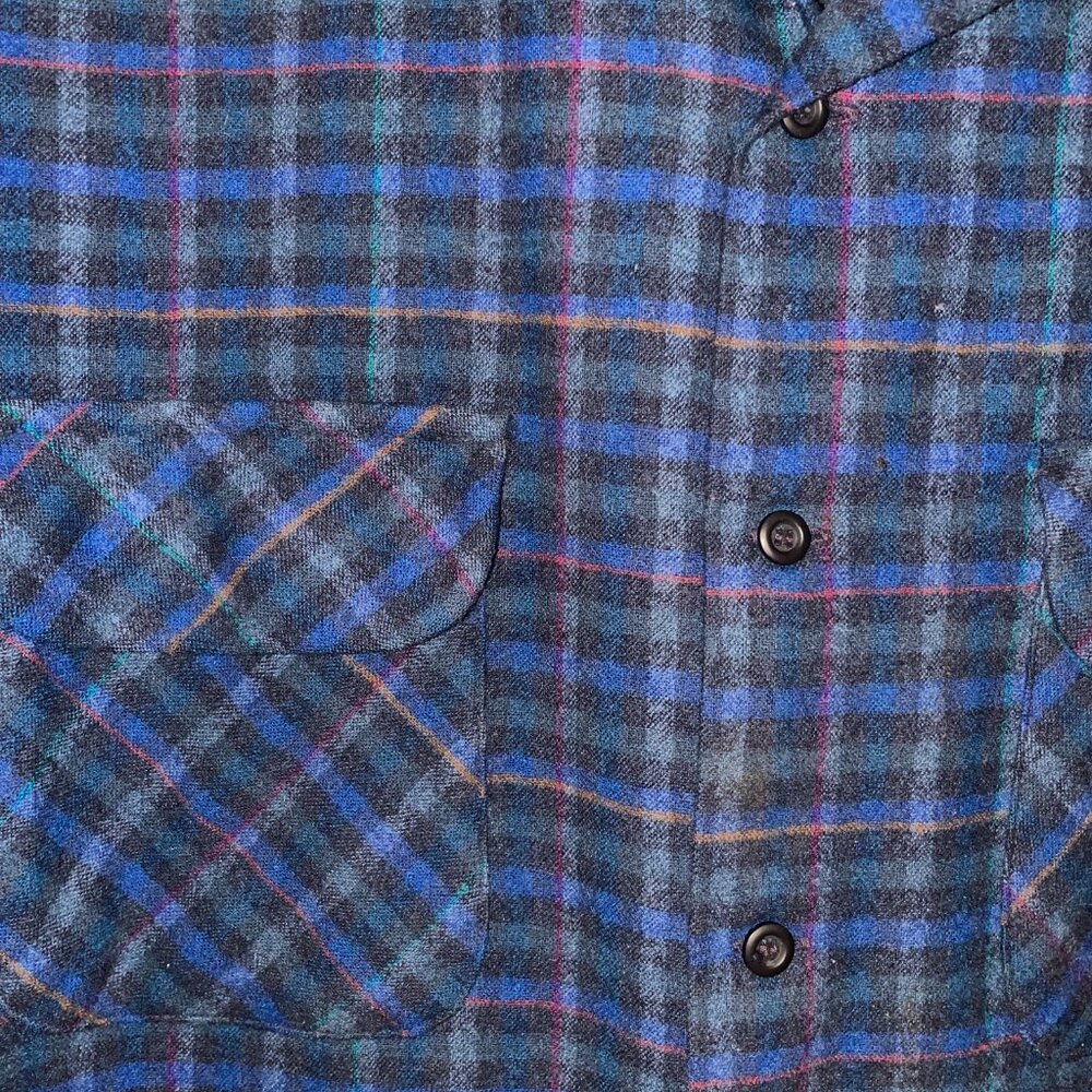 Pendleton Flannel Navy Blue w Pockets Men's XL 100% Pure Virgin Wool - Picture 3 of 5